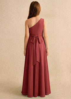 Azazie Puddles Girls Formal Jurken voor bloemenmeisjes A-lijn Jurk van Chiffon One-shoulder Terracotta image2