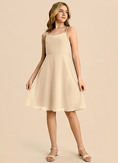 Azazie Shale Linia A Ukłon Szyfon Mini Młodsza druhna Sukienka image4