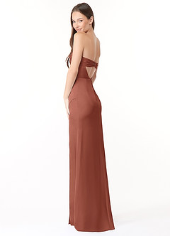 Azazie Leonis Bridesmaid Dresses Auburn Mermaid Pleated Stretch Satin Convertible Dress image7