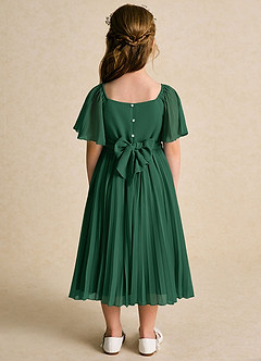 Azazie Gisele Flower Girl Dresses Dark Green A-Line Pleated Chiffon Dress image6