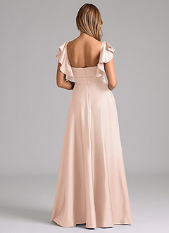 Azazie Leilani Bridesmaid Dresses Blushing Pink A-Line Ruched Stretch Satin Dress image2