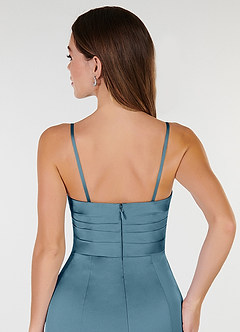 Azazie Yola Bridesmaid Dresses Bermuda Sheath V-Neck Pleated Stretch Satin Convertible Dress image8