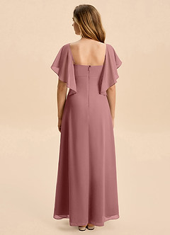 Azazie Selena Junior Desert Rose A-Line Ruched Chiffon Dress image2