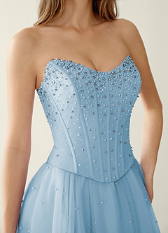 Maevego Cielo Azul Vestido de fiesta de dos piezas de tul con bordado de lentejuelas y pedrería image6