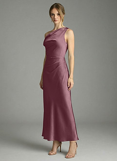 Azazie Emerson Bridesmaid Dresses Amethyst Mermaid Off the Shoulder Stretch Satin Dress image4