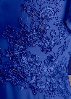 Azazie Frieda Mère de la mariée Robes Robe Trapèze en Mousseline de soie Appliqué Bleu Roi image6