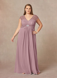 Azazie Star Mother of the Bride Dresses Dusty Rose A-Line V-Neck sequins Chiffon Dress image6