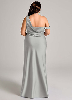 Azazie Madelyn Bridesmaid Dresses Silver Mermaid One Shoulder Stretch Satin Convertible Dress image11