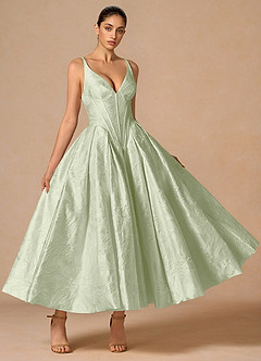 light green satin midi dress Palisse atf-kg-07.15.25