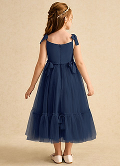 Azazie Jaci Blumenmädchenkleider A-Linie Spaghetti Riemen Chiffon Kleid Dunkelmarine image5