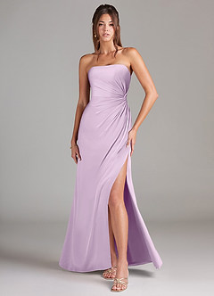 Azazie Aliani Bridesmaid Dresses Frosted Lilac Sheath Strapless Chiffon Convertible Dress image1