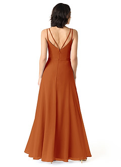 Azazie Janine Robes de demoiselle d'honneur Robe Trapèze en Mousseline de soie Col en V Paprika image4