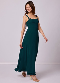 Barbie ♥ Azazie Final Sale Pine A-Line Pleated Chiffon Dress image1