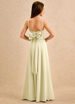 Azazie Chamomile Girls Formal Robe Demoiselle D'honneur Fillette Robe Trapèze en Satin extensible Plissée Sorbet Citron image1