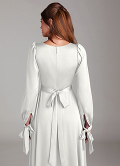 Azazie Leonia Suknie dla druhen Linia A Długi rękaw Satyna elastyczna Do ziemi Sukienka image7