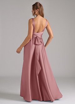 Azazie Kora Bridesmaid Dresses Dusty Rose A-Line Pleated Stretch Satin Dress image6