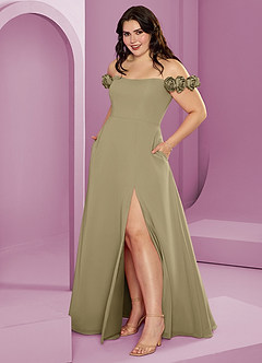 Barbie ♥ Azazie Bridesmaid Dresses Moss Green A-Line Off the Shoulder Chiffon Convertible Dress image14