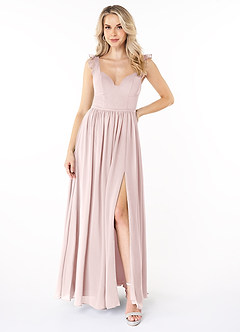 Azazie Stassie Abiti da Damigella Abito A-Line in Chiffon Increspato con Scollo a Cuore Rosa Rossore image1