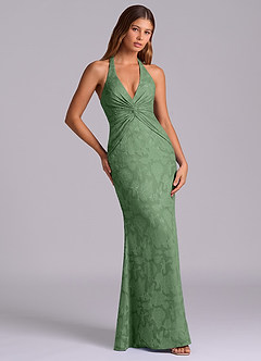 Azazie Valerie Jurken voor bruidsmeisjes Jurk van Bloemen Burn-out met Zeemeermin Geplooid Eucalyptus image5