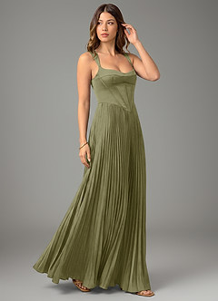 Azazie Avenelle Brautjungfernkleider Eine Linie Korsett Stretch-Satin Kleid Pistazie image5