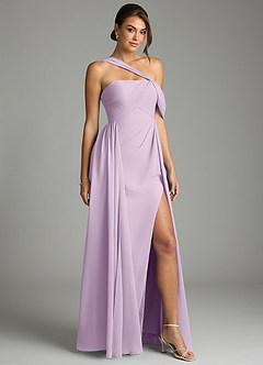 Azazie Kassandra Robes de demoiselle d'honneur Robe Trapèze en Mousseline de soie Épaule décolletée Frostiges Flieder image5