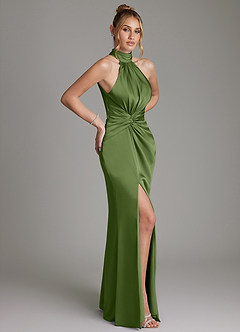 Azazie Gracelynn Bridesmaid Dresses Juniper Sheath Pleated Stretch Satin Dress image7