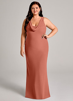Azazie Rylina Bridesmaid Dresses Clay Mermaid Pleated Chiffon Dress image7