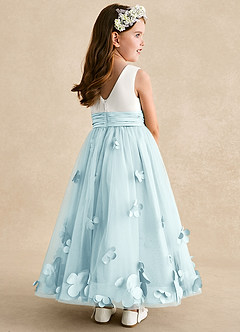Azazie Vi Flower Girl Dresses Sea Glass A-Line Sleeveless Tulle Dress image4