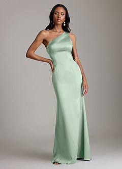 Azazie Voni Abiti da Damigella Abito Sirena in Raso Elasticizzato Monospalla Agave image5