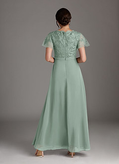 Azazie Singer Final Sale Agave A-Line V-Neck Lace Chiffon Dress image2