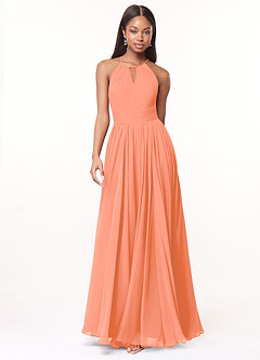 Azazie Cherish Bridesmaid Dresses Sunset A-Line Pleated Chiffon Dress image4