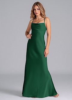 Azazie Seema At-home Try On Dresses Burgundy Mermaid Corset Stretch Satin Dress image4