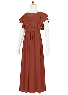 Azazie Daphne Junior Auburn A-Line Pleated Chiffon Dress image3
