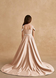 Azazie Jodi Flower Girl Dresses English Rose A-Line Matte Satin Dress image2