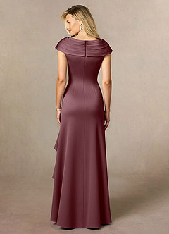 Azazie Anderson Mère de la mariée Robes Robe Trapèze en Satin extensible Plissée Sangria image2
