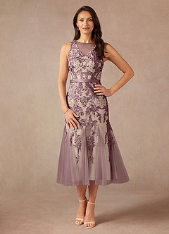 Azazie Herrin vestidos de madre de la novia Vestido de Rosa Grisáceo  Champán de Encaje de Sirena image10