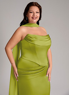 Azazie Sorrel Bridesmaid Dresses Lemongrass Mermaid Strapless Stretch Satin Convertible Dress image11