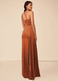 Azazie Maron Brautjungfernkleider A-Linie Eine Schulter Stretch-Satin Kleid Kanel image4