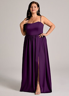 Azazie Calianna Bridesmaid Dresses Grape A-Line Off the Shoulder Stretch Satin Convertible Dress image9