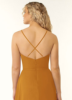 Azazie Naeem Jurken voor bruidsmeisjes Jurk van Chiffon met A-Lijn V-hals met ruches Boterbabbelaar image5