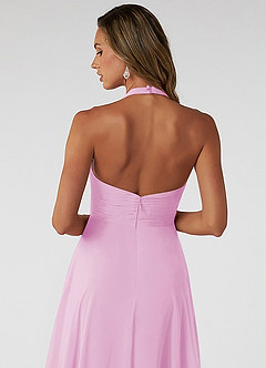 Azazie Tessie Jurken voor bruidsmeisjes Jurk van Chiffon met A-Lijn V-hals geplooid Snoep Roze image4