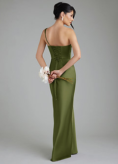 Azazie Sabrina Bridesmaid Dresses Olive Mermaid Corset Stretch Satin Dress image2