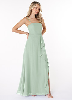 Azazie Kaylee Final Sale Agave A-Line Ruched Chiffon Dress image4