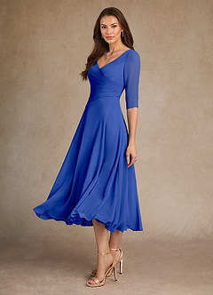 Azazie Durant Mother of the Bride Dresses Royal Blue A-Line Pleated Chiffon Dress image1