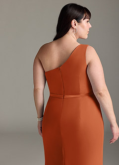 Azazie Liza Jurken voor bruidsmeisjes Jurk van Chiffon met Zeemeermin One-Shoulder Verbrande Sinaasappel image11