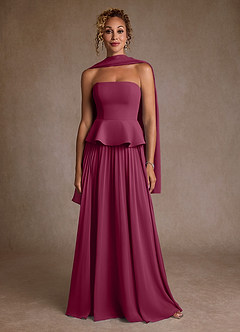 Azazie Josabeth vestidos de madre de la novia Vestido de Mora de Gasa de Corte en A con Plisado image5