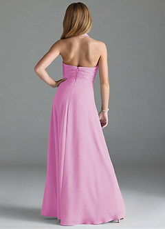 Azazie Tessie Junior Candy Pink A-Line Pleated Chiffon Dress image2