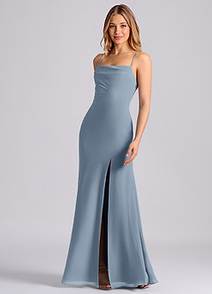 Azazie Grata Suknie dla druhen Syrena Pofałdowany Szyfon Do ziemi Sukienka image5