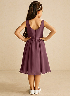 Azazie Ari Blumenmädchenkleider A-Linie ärmellos Chiffon Kleid Sangria image6