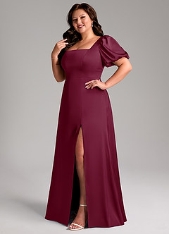 Azazie Fyona Robes de demoiselle d'honneur Robe Trapèze en Satin extensible Plissée Mûre image12